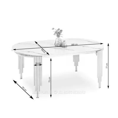 Jídelní stůl  DILAM - bílý mramor / chrom