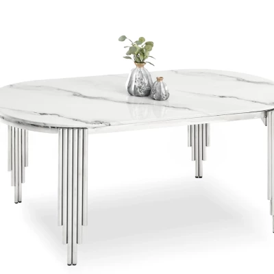 Jídelní stůl  DILAM - bílý mramor / chrom