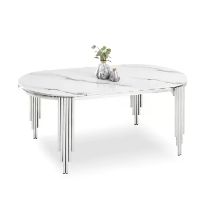 Jídelní stůl  DILAM - bílý mramor / chrom