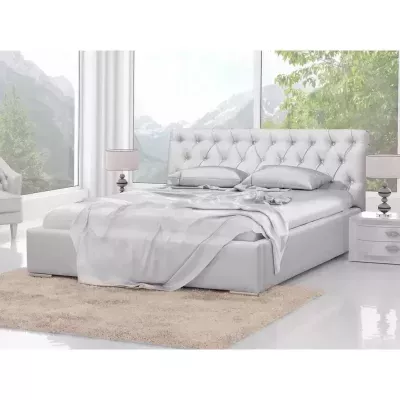 Čalouněná manželská postel 180x200 ESCALON - bílá ekokůže