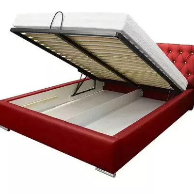 Čalouněná manželská postel 180x200 ESCALON - bílá ekokůže