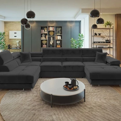 Rohová sedačka na každodenní spaní do U LABUS BIS - černá, levý roh