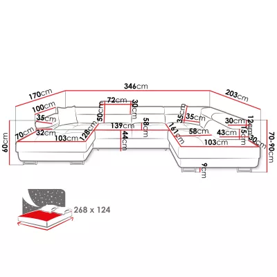 Rohová sedačka na každodenní spaní do U LABUS BIS - černá, levý roh