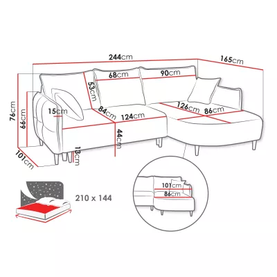 Rohová sedačka s úložným prostorem KLORA - tmavá šedá, pravý roh
