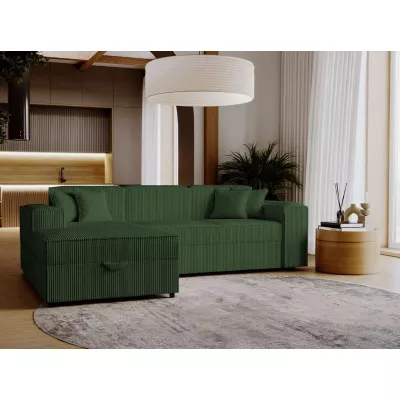 Rohová sedačka na každodenní spaní BOKSIA - zelená, levý roh