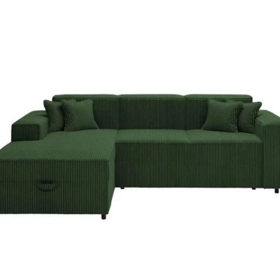 Rohová sedačka na každodenní spaní BOKSIA - zelená, levý roh