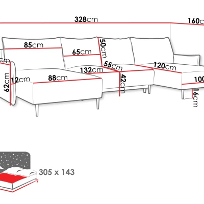 Rozkládací rohová sedačka do U SULMA - hnědá