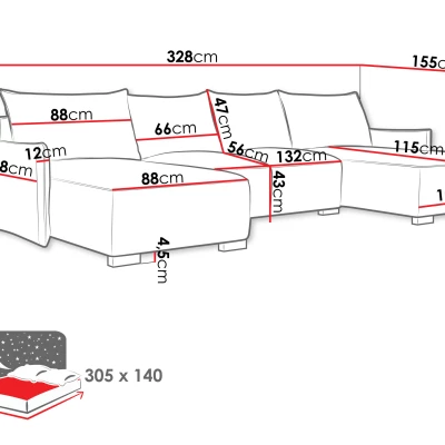 Sedačka do U s úložným prostorem MOLENCIA - béžová