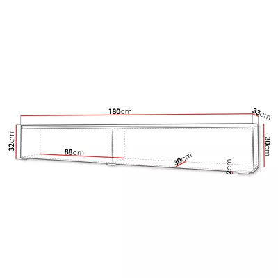 Televizní skříňka s LED osvětlením 180 cm WILLA D - dub gaja