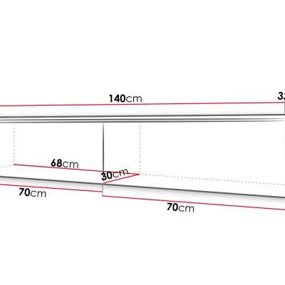 Televizní skříňka s LED osvětlením 140 cm WILLA D - černá grafitová
