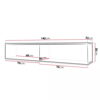 Televizní skříňka s LED osvětlením 140 cm WILLA D - černá grafitová