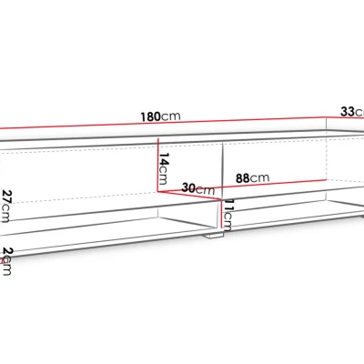 TV stolek s LED RGB osvětlením 180 cm WILLA A - černý grafit 2