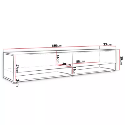 TV stolek s LED RGB osvětlením 180 cm WILLA A - bílý