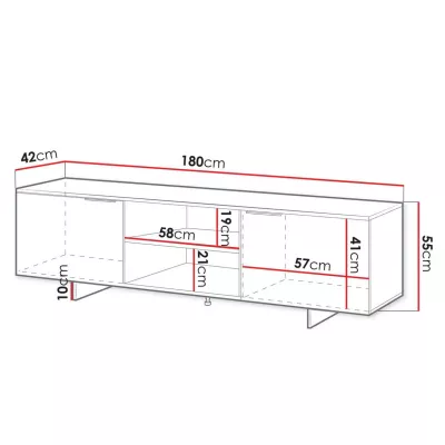 Televizní stolek s poličkami 180 cm DEASY - pískový béžový
