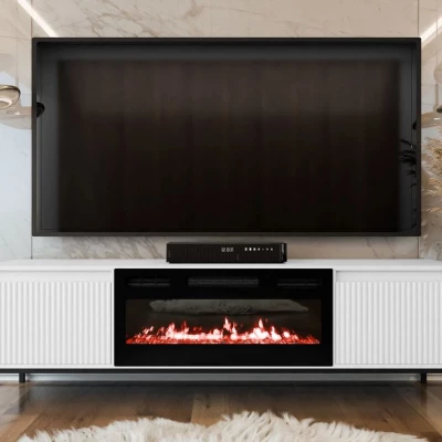 TV stolek s elektrickým krbem REMY - bílý
