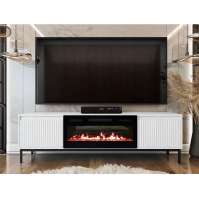 TV stolek s elektrickým krbem REMY - bílý