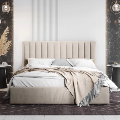 Čalouněná jednolůžková postel 120x200 SELHOM - béžová