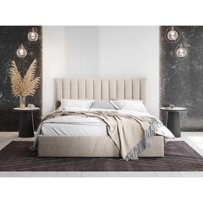 Čalouněná jednolůžková postel 120x200 SELHOM - béžová