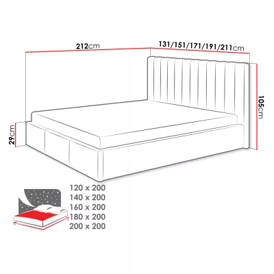 Čalouněná jednolůžková postel 120x200 SELHOM - zelená