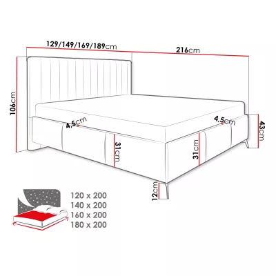 Jednolůžková postel s úložným prostorem 120x200 TANIX - béžová