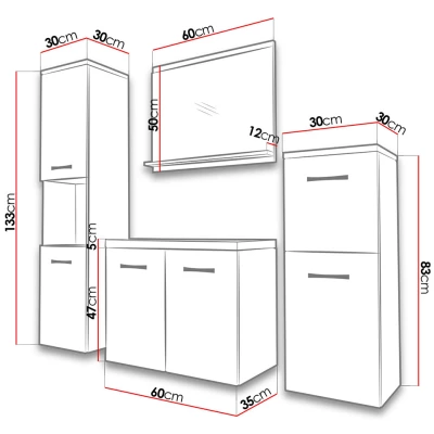 Koupelnová sestava s umyvadlem WHITNEY - dub wotan