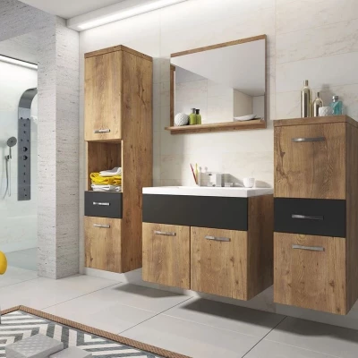 Koupelnová sestava s umyvadlem WINNA - kaštan / černá grafitová