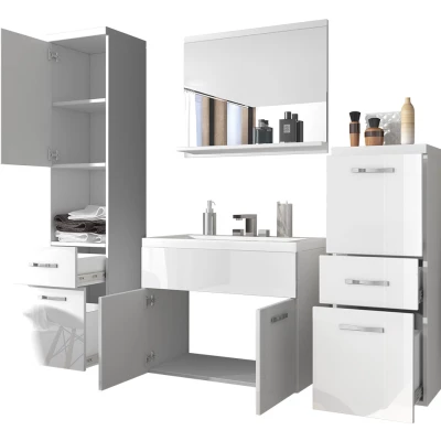 Koupelnová sestava s umyvadlem WINNA - kaštan / černá grafitová