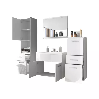 Koupelnová sestava s umyvadlem WINNA - kaštan / černá grafitová