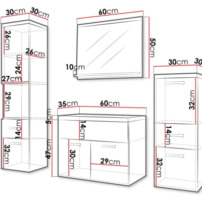 Koupelnová sestava s umyvadlem WINNA - kaštan / černá grafitová