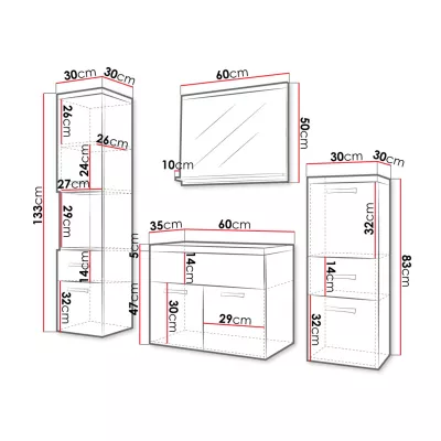 Koupelnová sestava s umyvadlem WINNA - kaštan / černá grafitová