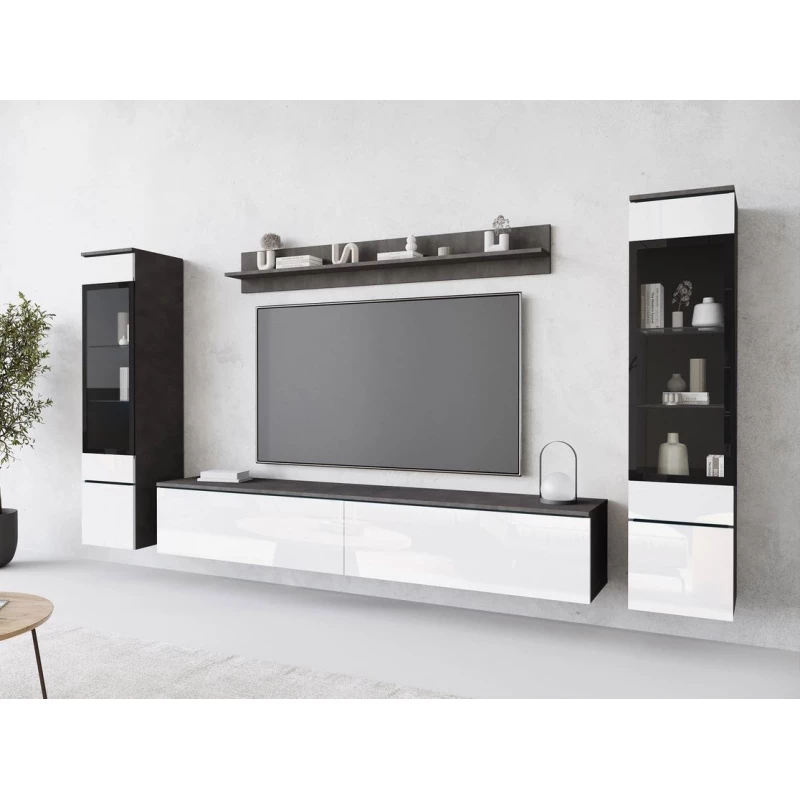 Obývací stěna WANDA 2 - matera / lesklá bílá