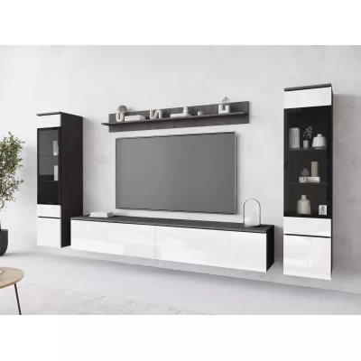 Obývací stěna WANDA 2 - matera / lesklá bílá