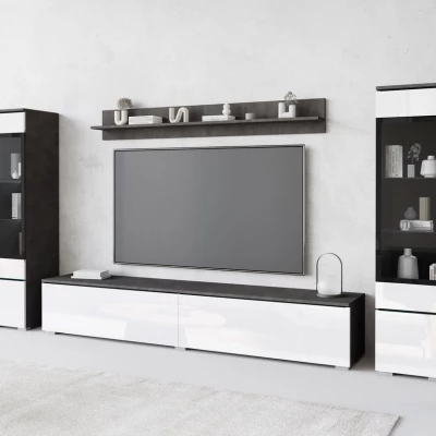 Obývací stěna WANDA 2 - matera / lesklá bílá