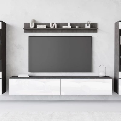 Obývací stěna WANDA 2 - matera / lesklá bílá