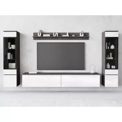 Obývací stěna WANDA 2 - matera / lesklá bílá