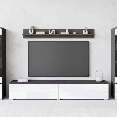 Obývací stěna WANDA 2 - matera / lesklá bílá