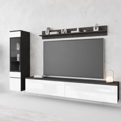 Obývací stěna WANDA 1 - matera / lesklá bílá