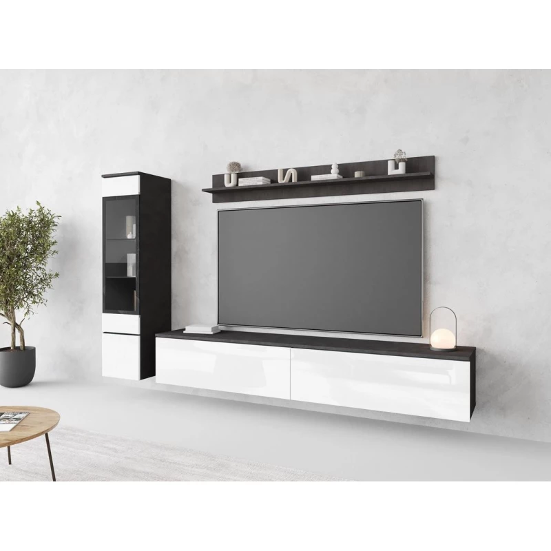 Obývací stěna WANDA 1 - matera / lesklá bílá