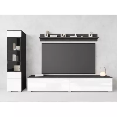 Obývací stěna WANDA 1 - matera / lesklá bílá