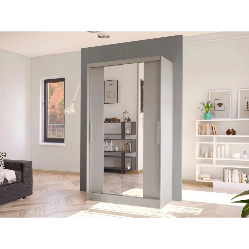 Úzká šatní skříň 100 cm se zrcadlem ARAPO 2 - kašmír