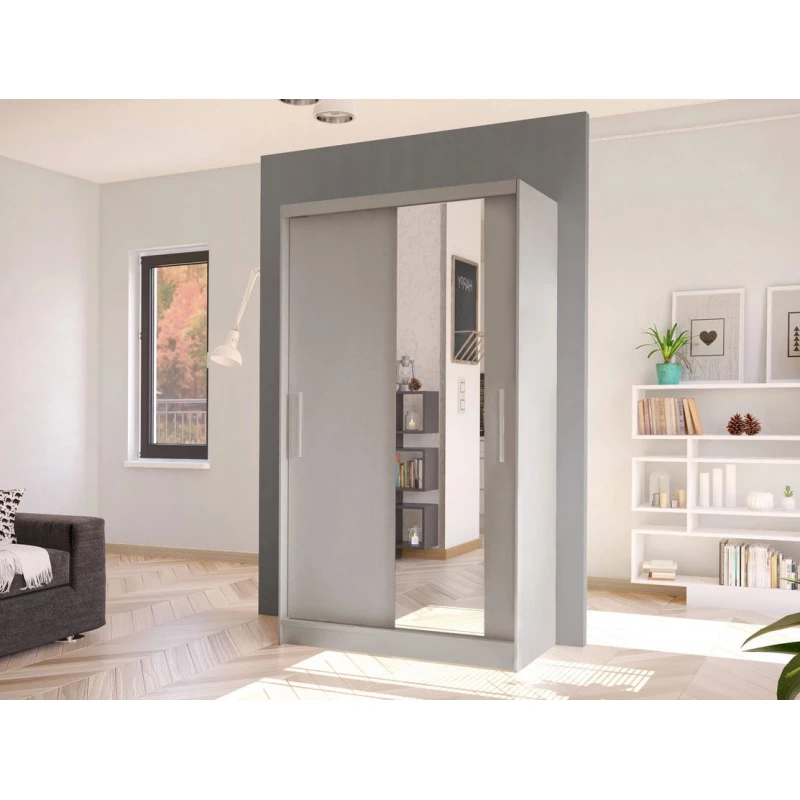 Úzká zrcadlová šatní skříň 100 cm ARAPO 3 - kašmír