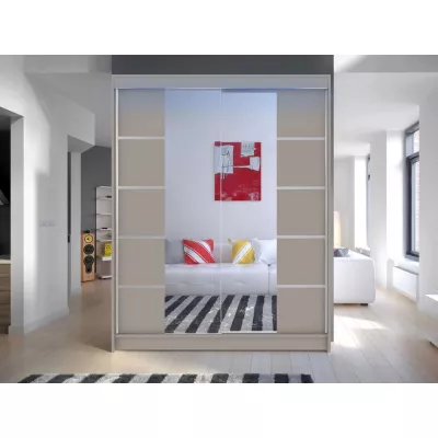 Zrcadlová šatní skříň 150 cm s LED osvětlením PIRITU 5 - kašmír