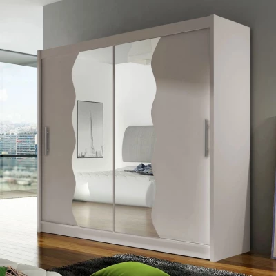 Šatní skříň 180 cm se zrcadlem a LED osvětlením FLORENCIO 10 - kašmír