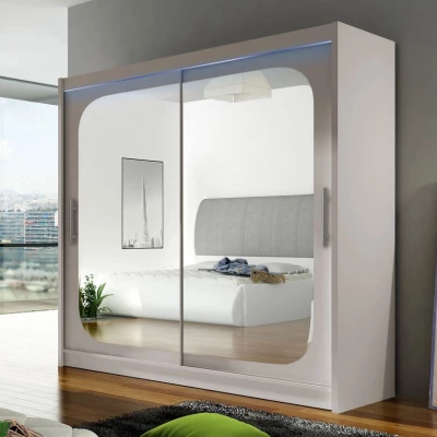 Šatní skříň 180 cm se zrcadlem a LED osvětlením FLORENCIO 8 - kašmír