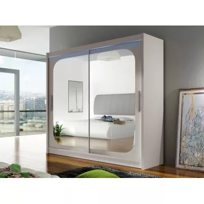 Šatní skříň 180 cm se zrcadlem a LED osvětlením FLORENCIO 8 - kašmír