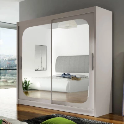 Šatní skříň 180 cm se zrcadlem a LED osvětlením FLORENCIO 8 - kašmír