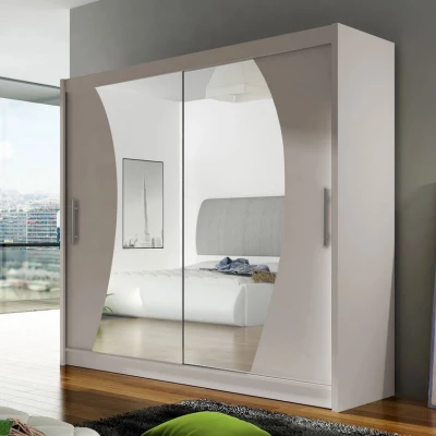 Zrcadlová velká šatní skříň 180 cm FLORENCIO 9 - kašmír