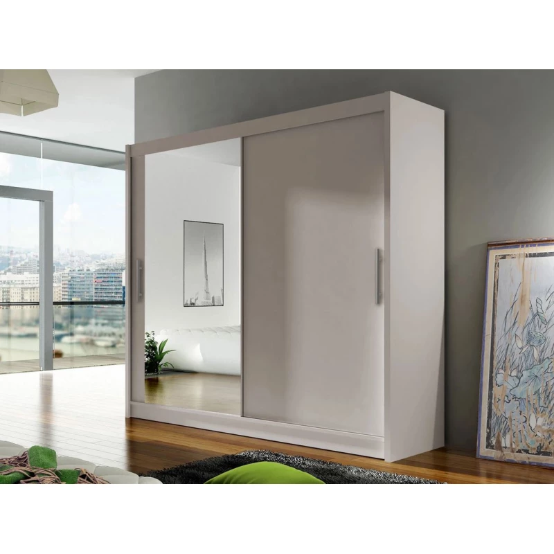 Kombinovaná šatní skříň 180 cm se zrcadlem FLORENCIO 6 - kašmír