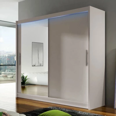 Šatní skříň 180 cm se zrcadlem a LED osvětlením FLORENCIO 6 - kašmír
