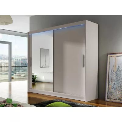 Šatní skříň 180 cm se zrcadlem a LED osvětlením FLORENCIO 6 - kašmír
